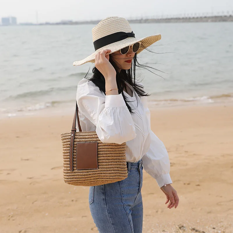 2021 ladies handbag straw woven shoulder bag summer beach big wallet casual large capacity handbag raffia bag designer