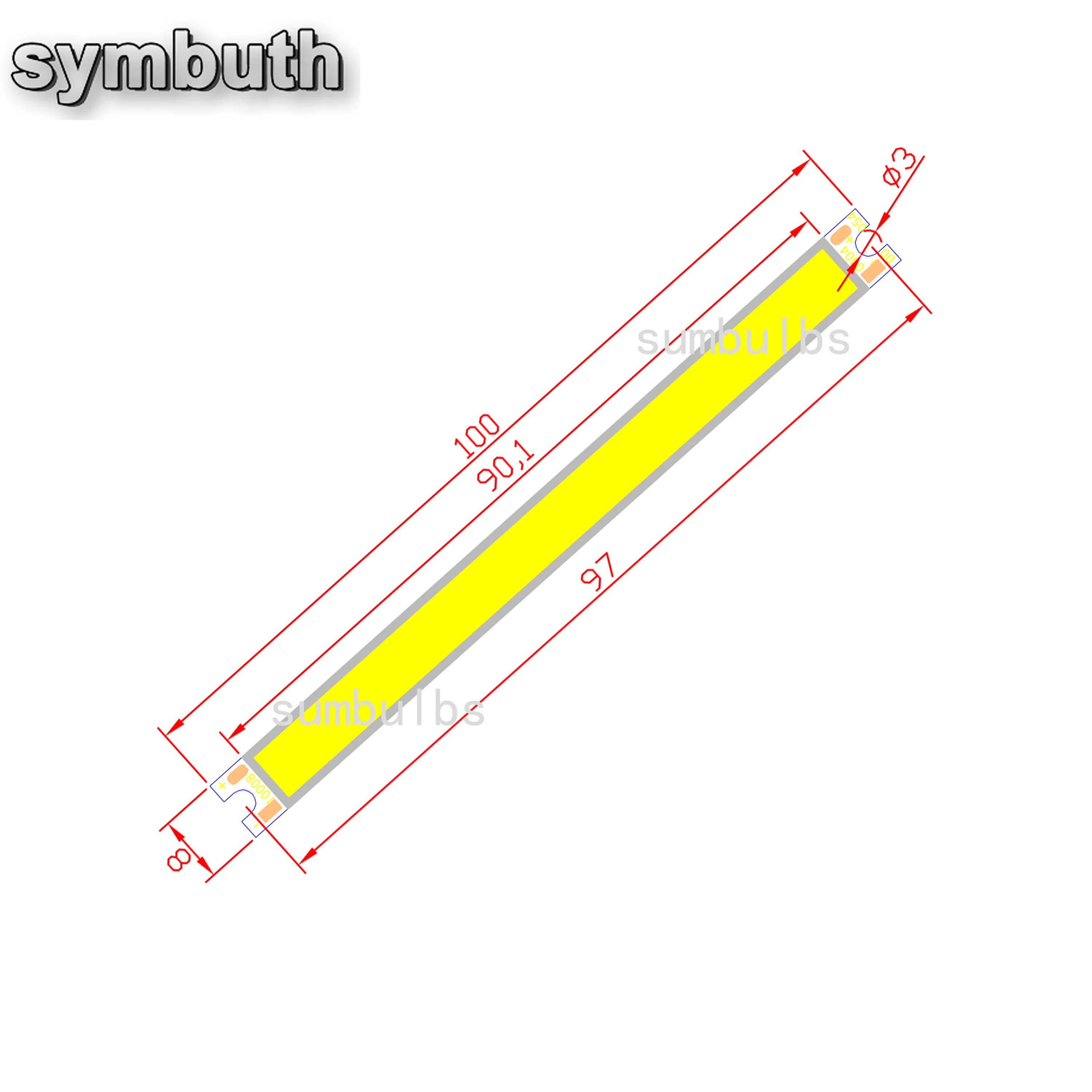 5W DC 12V żarówka LED COB Strip źródło światła ciepły czysty biały DIY 10CM 500lm 100x8MM lampa