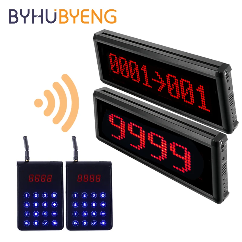 BYHUBYENG Electronic Queue Management Wireless Calling System Customer Pager Call Number Restaurant Display Keypad Customized