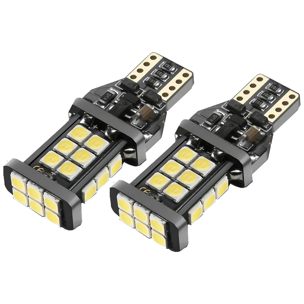 

2 шт. 1200Lm T15 W16W Светодиодный лампочки Canbus супер яркий 3030 24SMD T16 светодиодный автомобиль клин резервного копирования Фары заднего хода задние тормоза лампы белый 12V