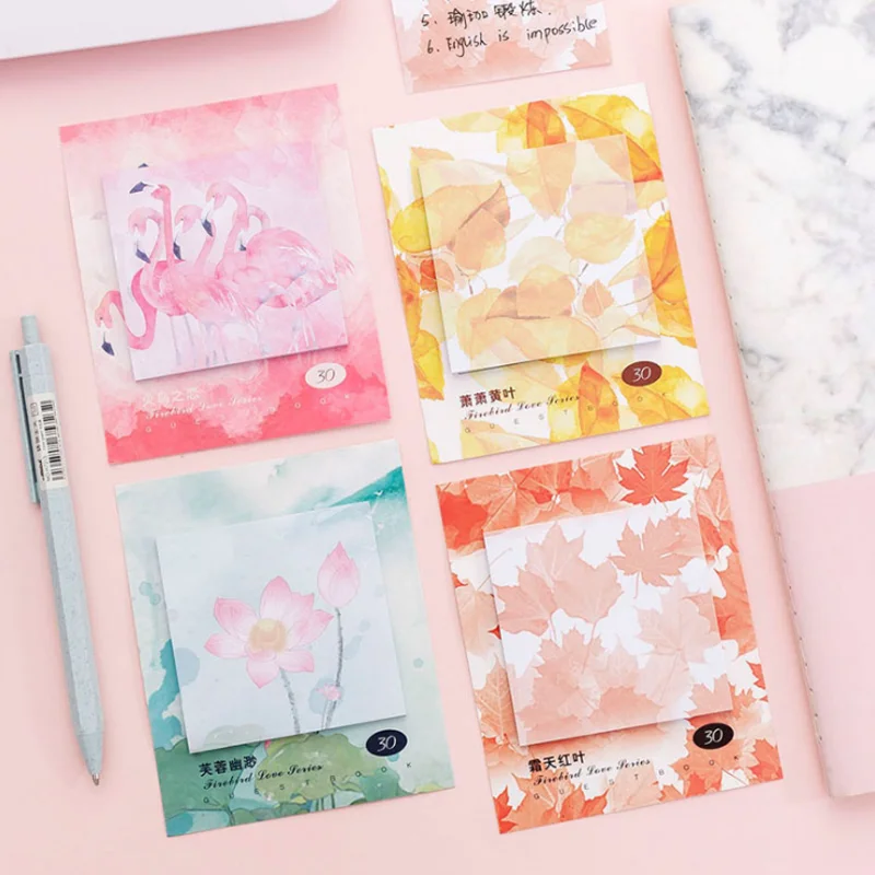 Flamingo Maple Leaf Planner Sticky Tearable Notepad Memo Pad สมุดสำนักงานโรงเรียนเครื่องเขียนโน้ตบุ๊คสติกเกอร์