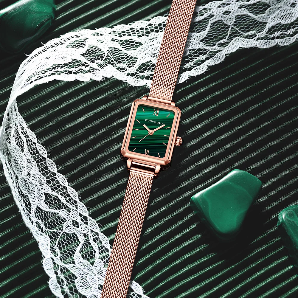 Montre-bracelet à quartz avec bracelet en acier inoxydable pour femme, montres étanches, cadran vert malachite, mode décontractée japonaise, A ++