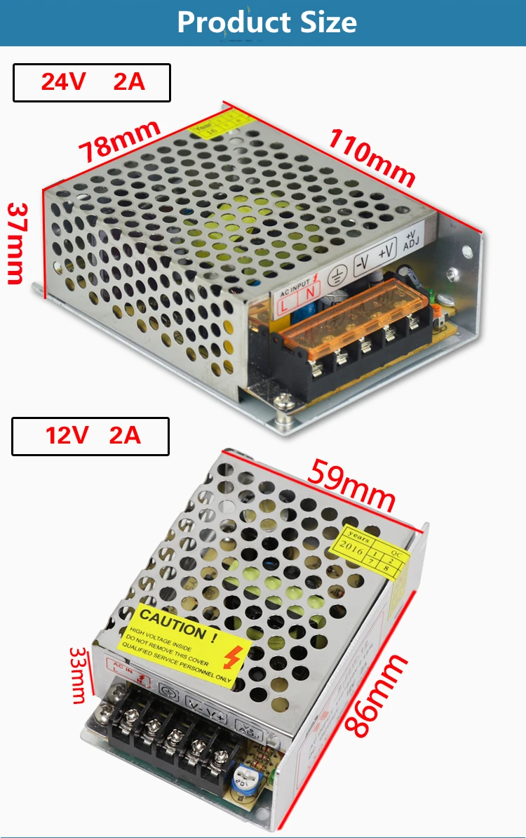 التيار المتناوب 220 فولت إلى تيار مستمر 12 فولت 24 فولت تحويل التيار الكهربائي 50 واط 2A محرك كاميرا مراقبة محول محول #5