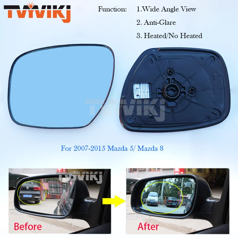 1 pair Side Rearview Mirror Blue Glass Lens For Mazda 5 Mazda 8 CX7 2007-2015 Wide Angle View anti glare door mirror Wing M5 M8