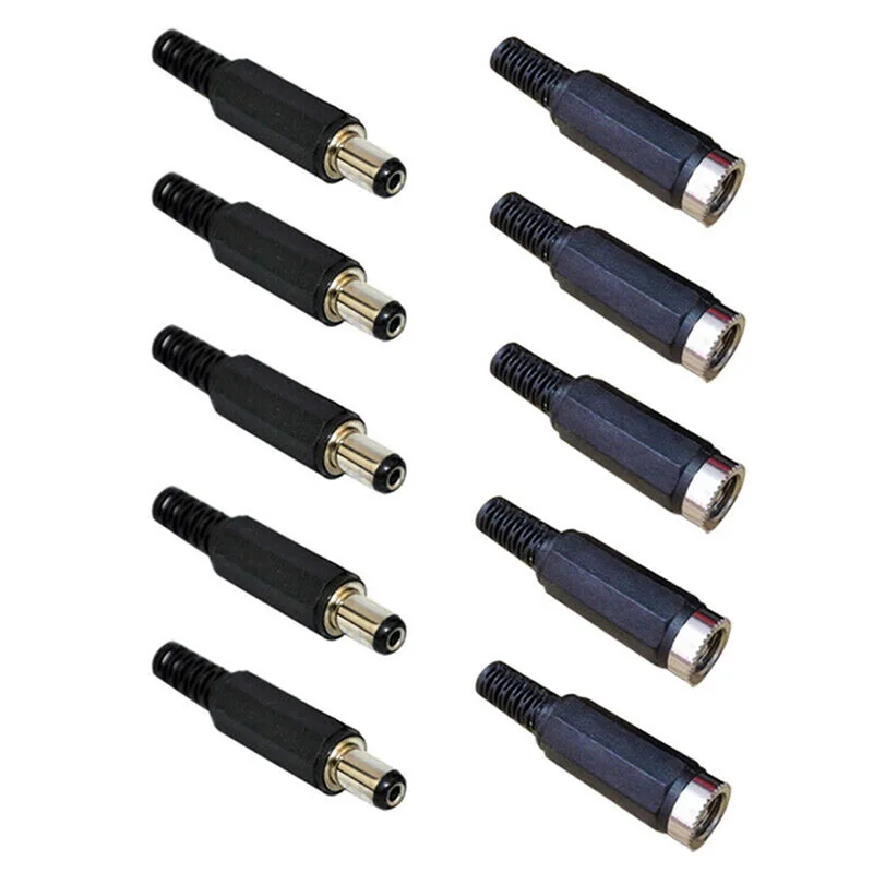 10pcs Male Female DC Power Plug Socket Jack Adapter Connectors Set 2.1x5.5mm