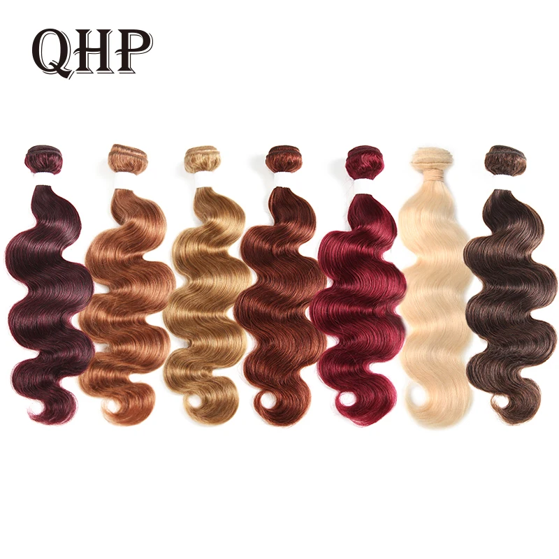 

Hair Brazilian Remy Hair Weave Bundles #613/#4/#33/#30/#27/#99J/#BURG Body Wave 1Pcs Human Hair Extension