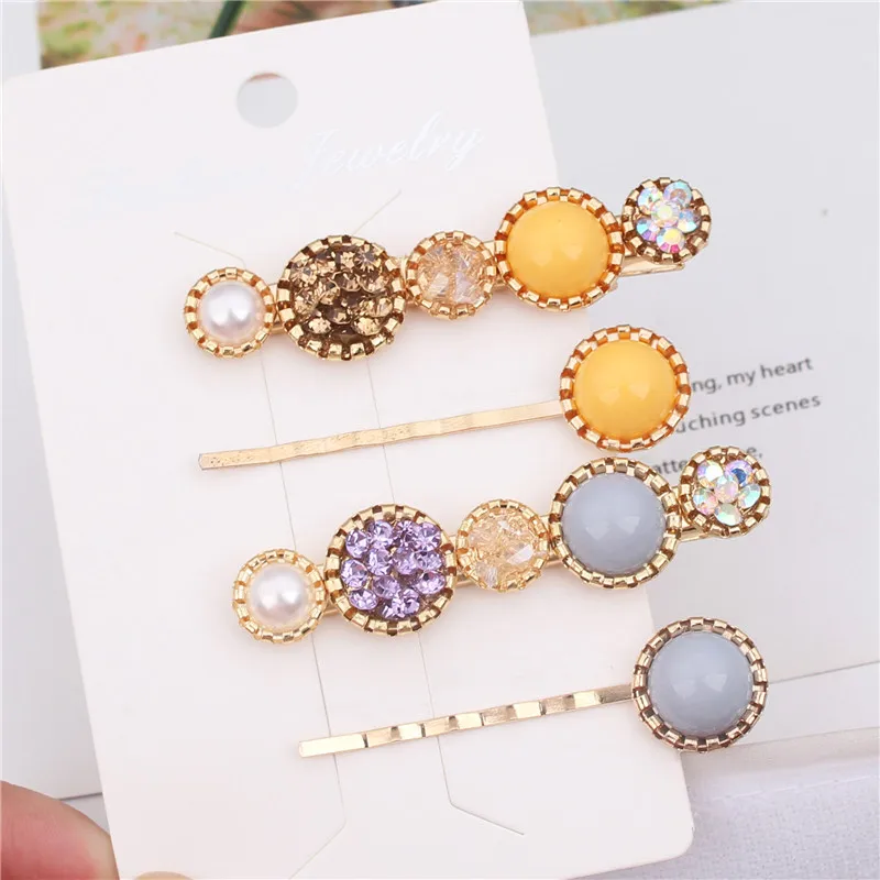 2/4pcs/set Rhinestone Wave Hair Clips for Ladies Imitation Pearl Hair Pins Set Charming Women Hair Accessories