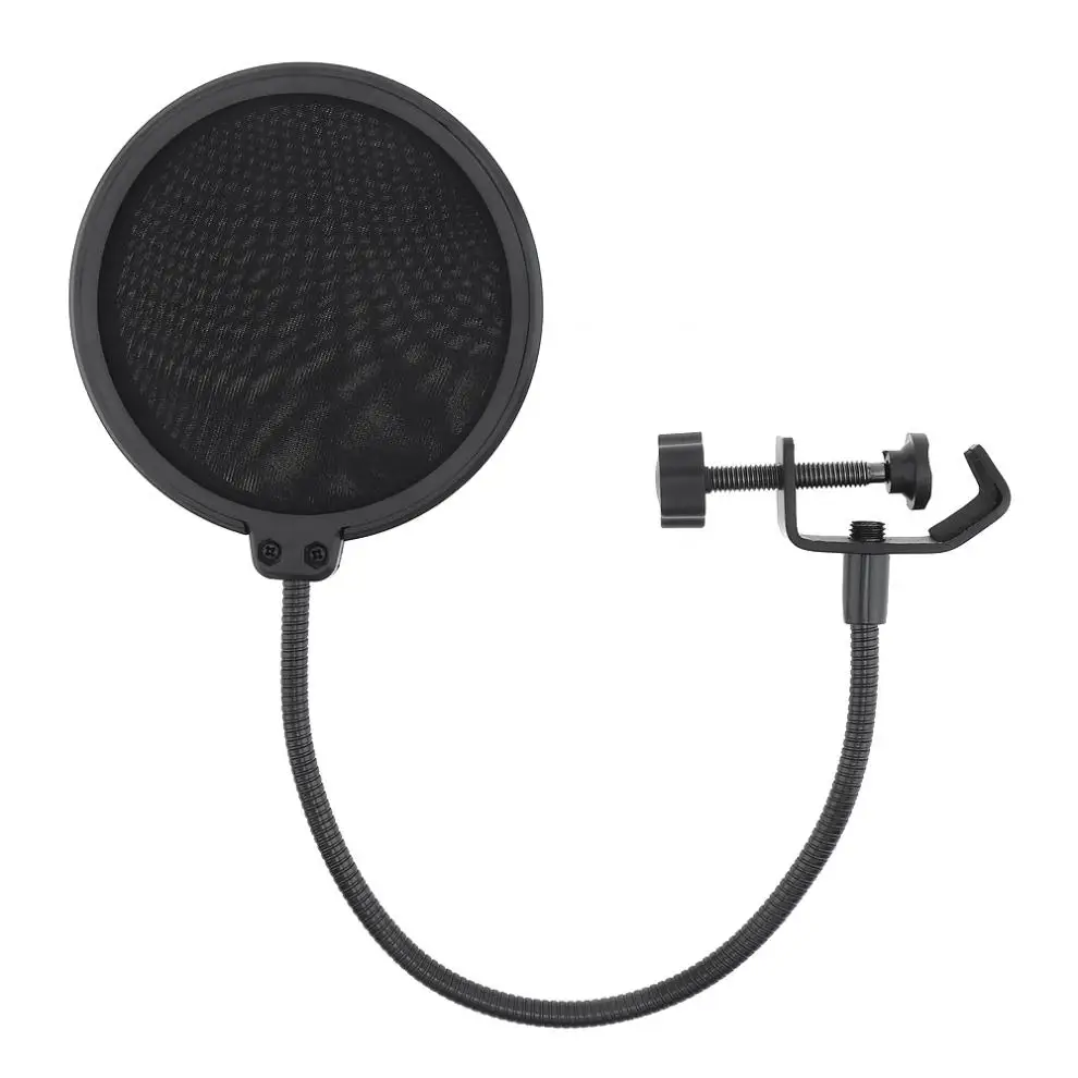 Double Layer Studio Microphone Pop Filter Flexible Wind Screen Mask Mic Shield for Speaking Recording Accessories