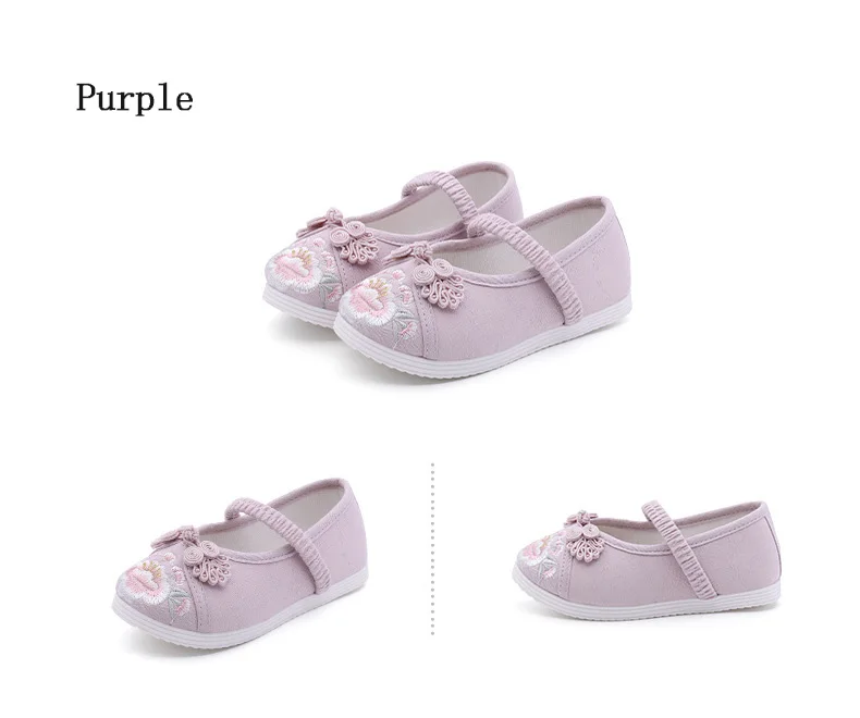 2023 New Chinese style children's embroidery shoes retro fashion children's shoes spring and autumn celebrity dance shoes 25-36