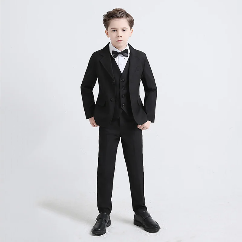 

Black Red Blue Children's Suits Boys Piano Costumes Wedding Party Flower Girl Dress Kids Suit Performance Suit Jacket Vest Pant