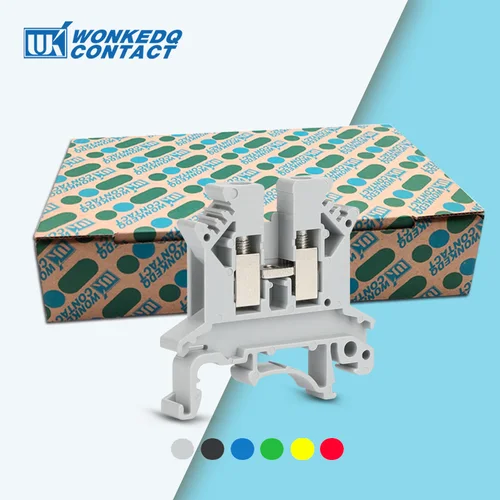 UK2.5B seis colores UK 2,5 mm2 tornillo Universal bloque de terminales de carril Din tira de alimentación conector eléctrico de cable UK 2.5B