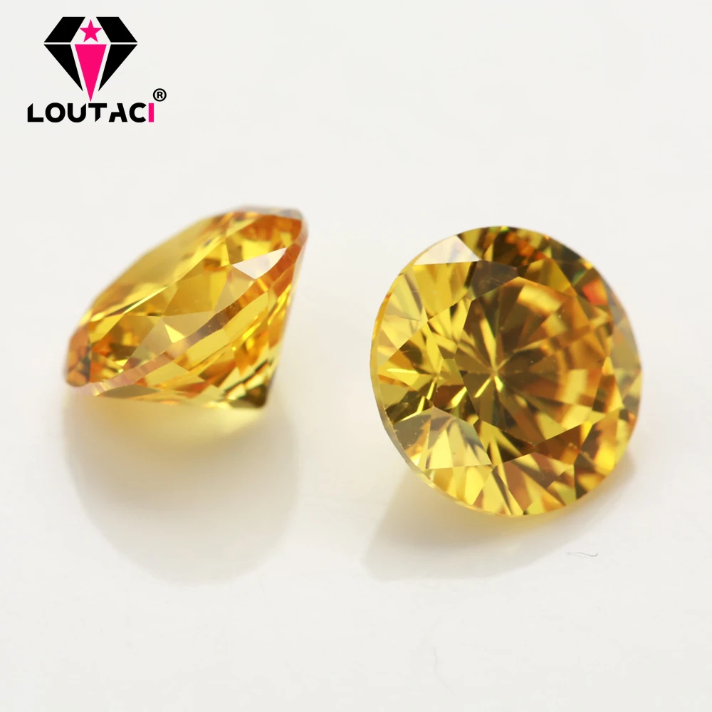 LOUTACI High Quality Factory Price Available for Custom Brilliant Cut 5AAAAA Round Golden Yellow Big Size 8-16 mm