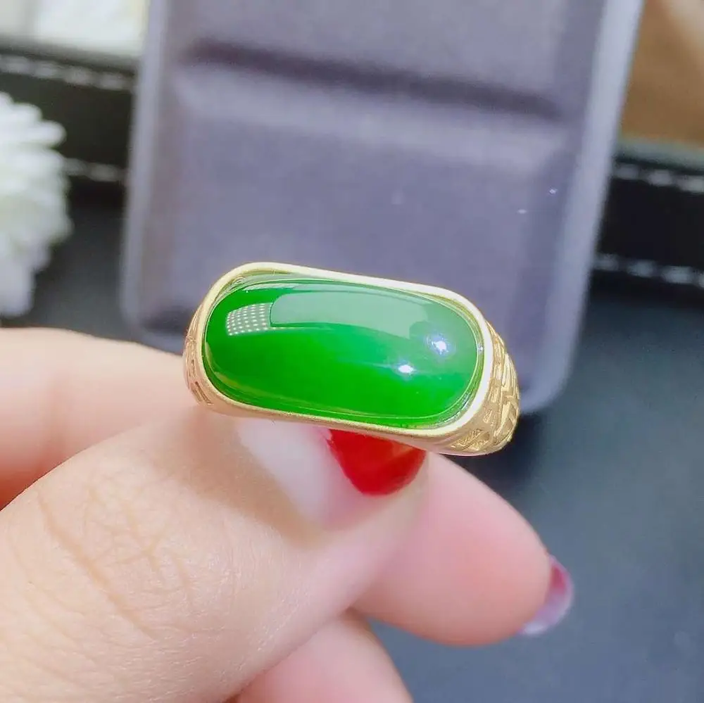 Natural And Real Jade Ring Stone Rings Solid 925 Silver Gemstone Ring