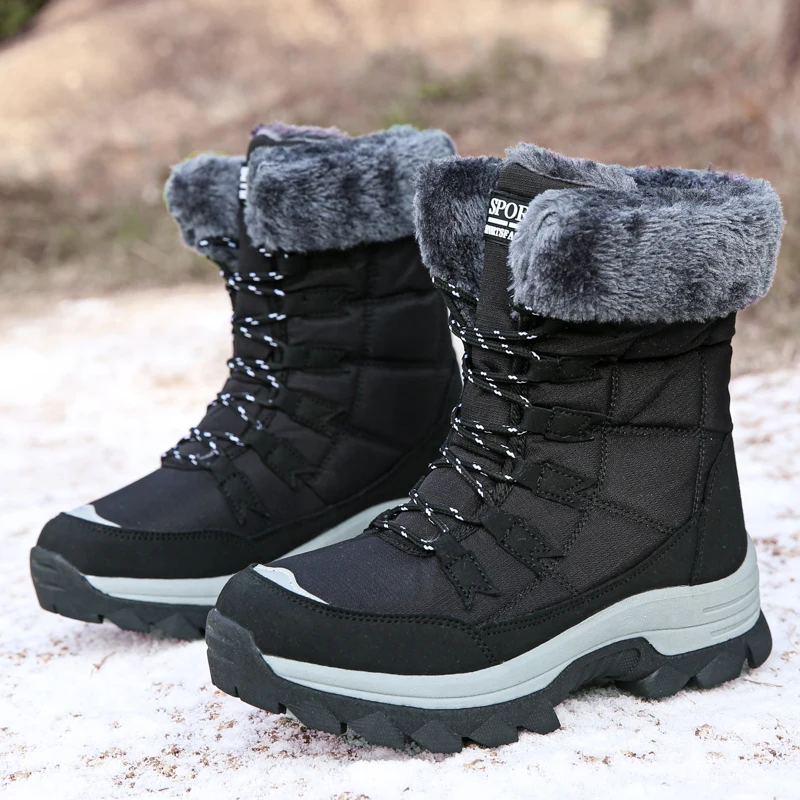 Women Winter Hiking Shoes Plus Velvet Snow Boots Waterproof Non-slip Fashion Cotton Shoes