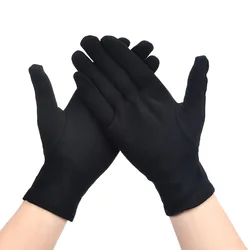 1 Pairs Frauen Männer Handschuhe Schwarz Weiß Etikette Dünne Handschuhe Stretch Sonnencreme Handschuhe Dance Engen Schmuck Handschuhe Fahren Handschuhe