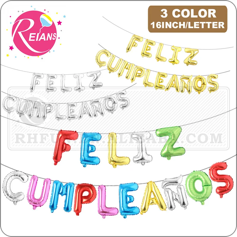 16 inch Spanish Happy Birthday Letters Balloons Alphabet Foil Globos Birthday Party Decoration Banner Baby Shower suppliers