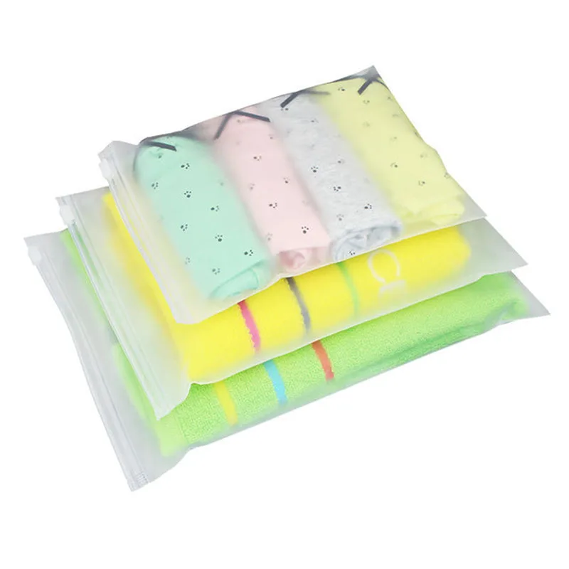 100pcs Frosted plastic packaging bag travel storage bag custom logo waterproof bag zipper lock self-sealing clothing packaging