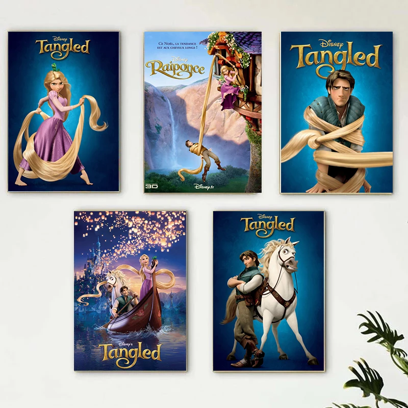 Disney Anime Movie Canvas Painting Wall Art Tangled Rapunzel Posters and Prints Pictures for Living Kids Room Home Decoration