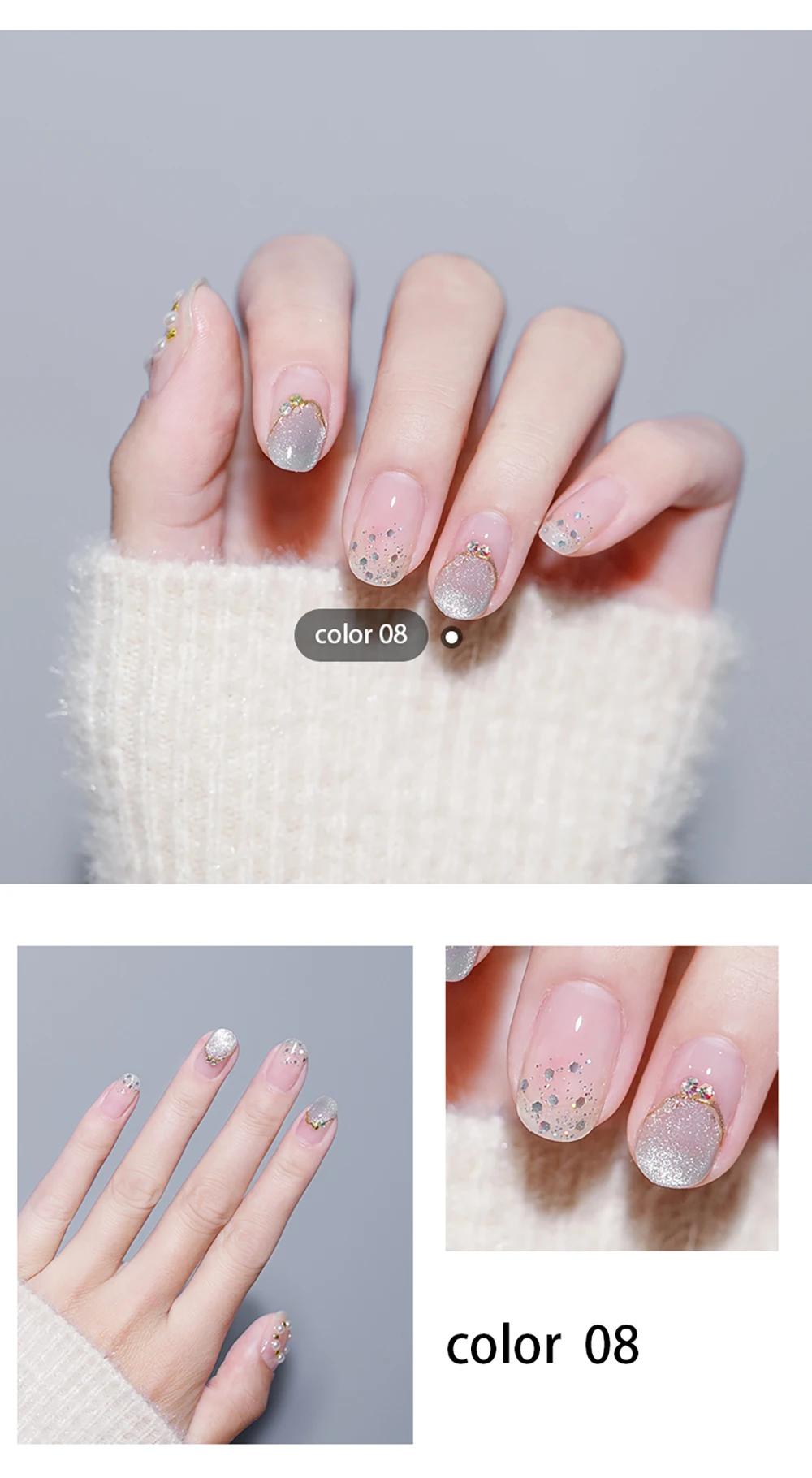 Vendeeni 9D Kristall-Katzenaugen-Gel-Nagellack Holographischer UV-Soak-Off-Gel-Lack Magnetischer Hybrid-Gel-Lack für Maniküre 9 Farben – Detail 8