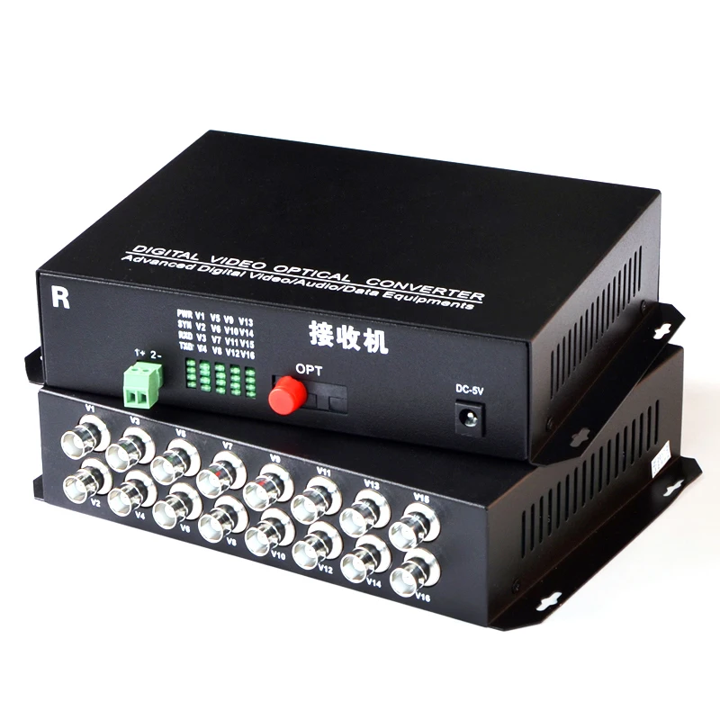 

1 Pair 2 Pieces/lot 16V1D Fiber Optic Video Optical Transmitter & Receiver 16CH +RS485 Data 16 Channel Video Optical Converter