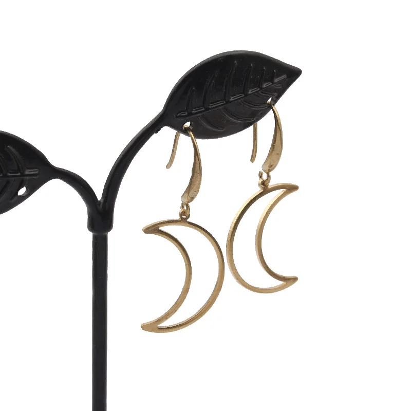 20pcs Raw Brass Earring Charms Hollow Crescent Moon Pendant Charms For Women Necklace Jewelry Findings Making Crafts