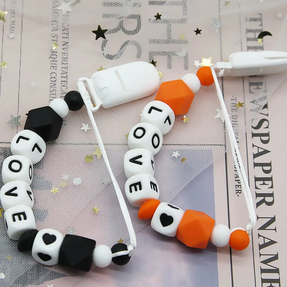 Cute-idea 1set perline in Silicone catena ciuccio nome personalizzato fai da te catena dentizione bambino ragazzo ragazza giocattoli per bambini