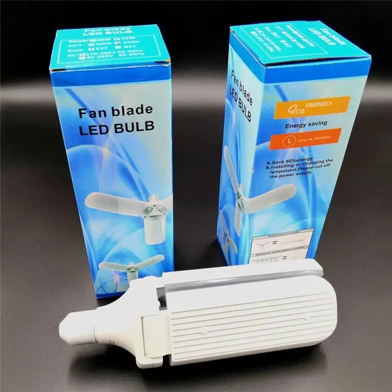 20pcs LED bulb 45w 60w fan-shaped lamp folding three-leaf lamp highlight E27 head UFO lamp