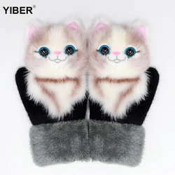 Winter Gloves Girls Kids Adults Gloves 5-15 years gloves Warm Children's Plus Velvet Thickened Cartoon перчатки мультикам