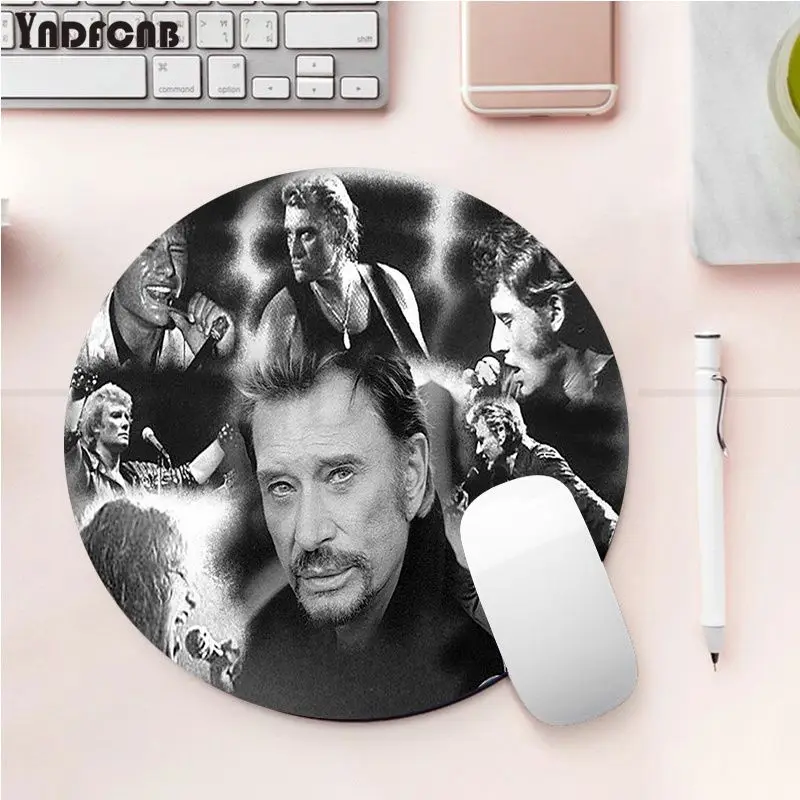 조니 Hallyday 락 음악 프랑스어 가수 노트북 컴퓨터 라운드 데스크 패드 Mousepad 안티-슬립 노트북 마우스 패드 매트 게임 Mousepad