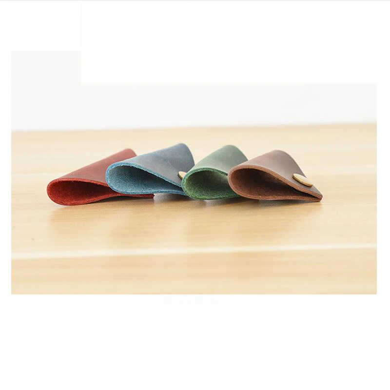 Genuine Leather Earphone Cable winder wrapped Cord Line Plug Bobbin Winder Clip Holder Wrap Wire Organizer wirding thread tool