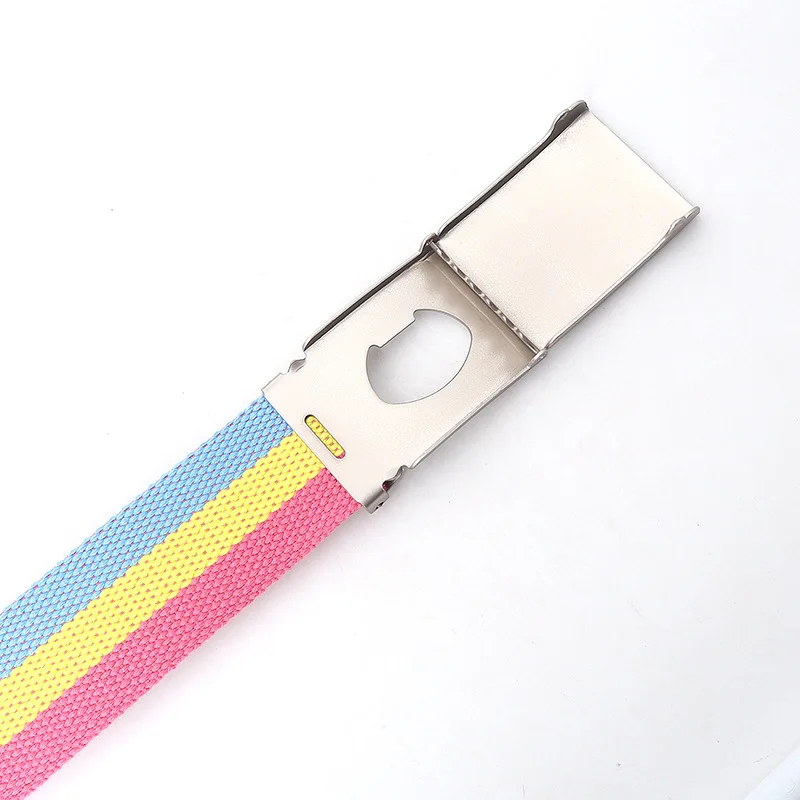 Simple Design Rainbow Style Male and Female Students Youth Casual Canvas Jeans Women's Belt