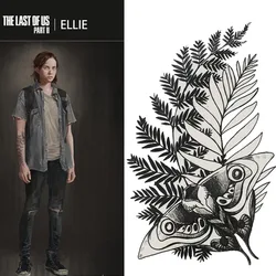 Pegatinas de tatuaje impermeables The last of us, tatuajes de Ellie para adultos, arte corporal colorido para hombres y mujeres