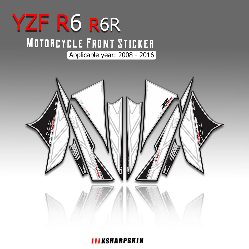 

New sale 3D Gel Motorcycle Front Fairing Decals Sticker Kit for Yamaha YZF R6 R6R 2008 - 2016 r 6 r Moto Engine Vehicle decals