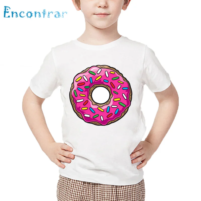 Kids Cartoon Sloth/Pug in Pink Donut Print Funny T shirt Baby Summer Tops Boys and Girls White Soft T-shirt