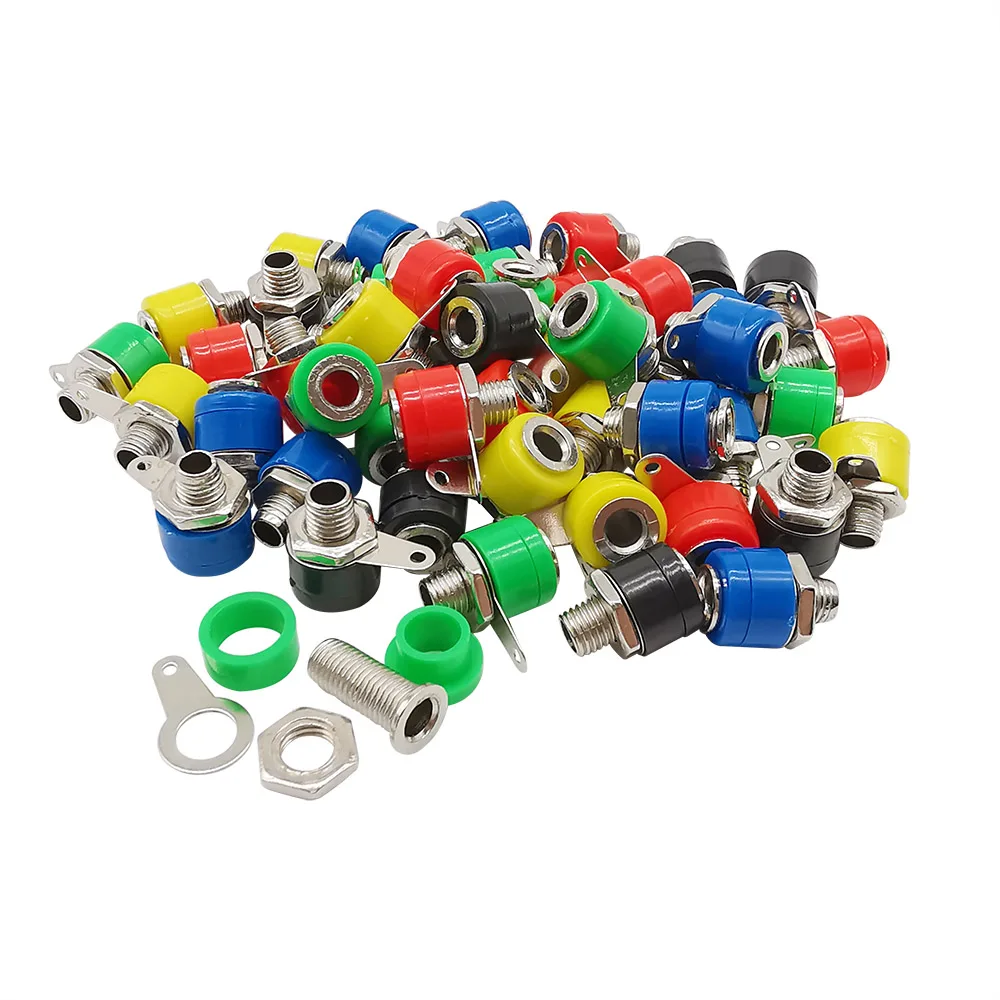 25Pcs/Lot 5 Colors 4mm Banana Socket Jack Female Connector Binding Post Panel Terminal Banana Plug DIY Adapter