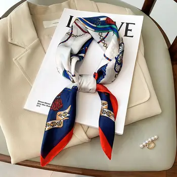 女士奢華品牌絲質緞面頭巾,動物圖案,70公分方形披肩圍巾 10 最佳銷售 寶仕迪絲巾 - №1