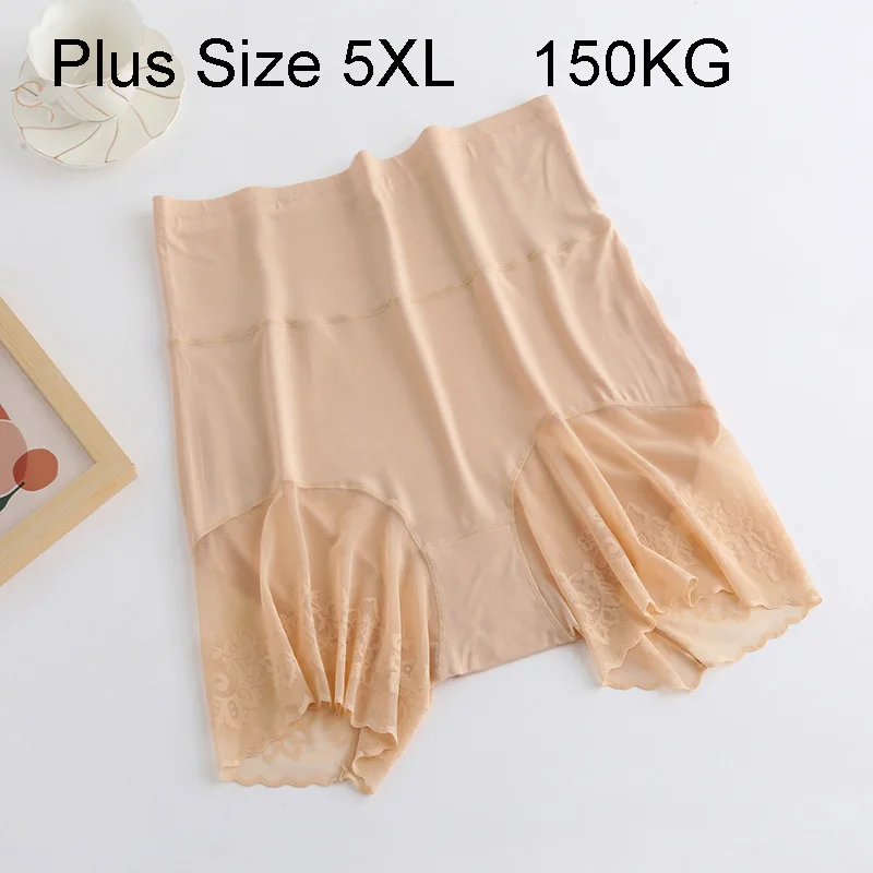 150Kg Big Size 5XL Panties Summer Seamless Safety Pants Comfortable Modal Under Skirt Underwear Soft Lace Boyshorts Women 77