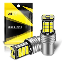 AILEO-bombillas LED 1156 BA15S P21W S25 7506, alta potencia, 45 Uds. 4014SMD, superbrillante, 1200LM, reemplazo para luz de marcha atrás de coche, blanco, 2 uds.