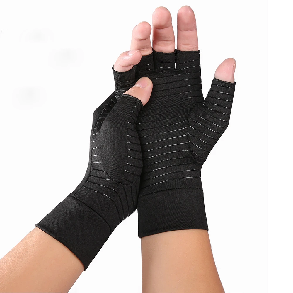 Compression Arthritis Gloves with Non-Slip Silicone Gel Open Finger Gloves For Wrist Support Arthritic Joint Pain Relief