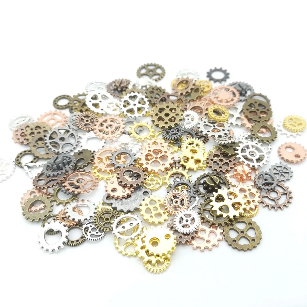 50pcs/lot  7-15mm Mixed  Mechanical Steampunk Cogs & Gears Charm Alloy Jewelry Accessories DIY Necklace Bracelet  Charms Making