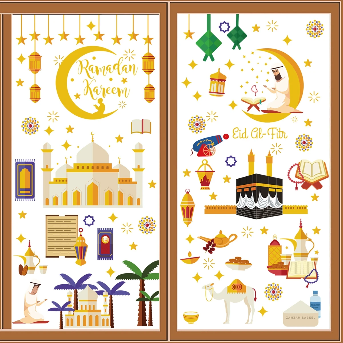 Eid Mubarak Window sticker Ramadan Decoration For Home Islamic Muslim Party Decor Ramadan Kareem Eid Al Adha DIY Gifts Stickers