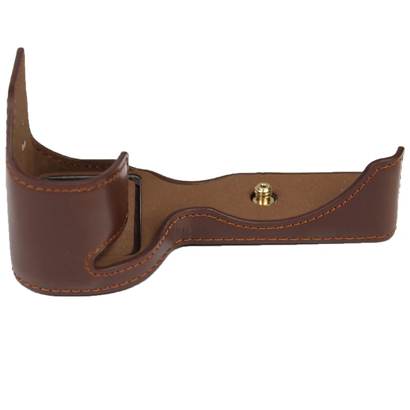 Kamera Setengah Casing untuk Sony A6600 Kamera Bagian Bawah Baterai Versi Pembukaan PU Kulit Casing Kamera Video Setengah Tas Pelindung Penutup