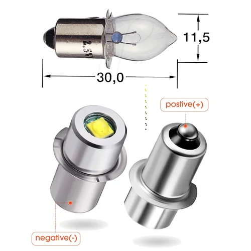 Imagen 1 del producto Bombilla LED P13.5S P13 5S 3W PR2 3V 6V 4,5 V 18V linterna LED de repuesto antorcha de trabajo para bicicleta Kit de conversión LED Maglite