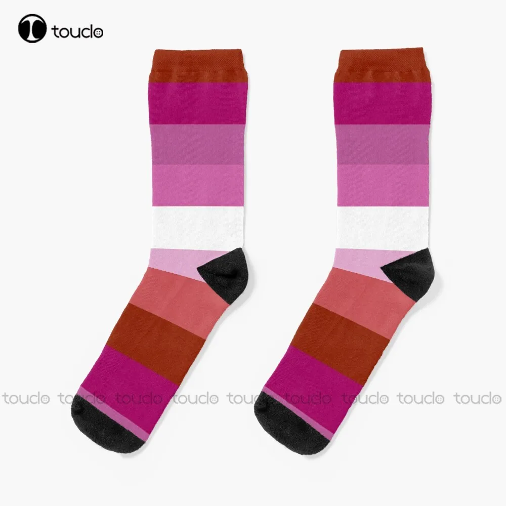 

Lesbian (Old) Pride Large Flag Print Socks Soccer Socks Girls Personalized Custom Unisex Adult Teen Youth Socks Fashion New