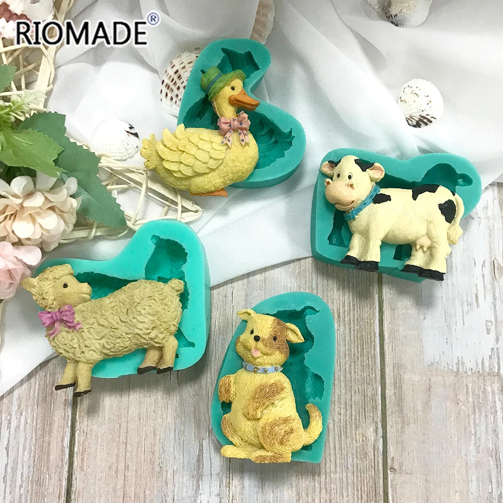 Animal Silicone Mold Duck Dog Sheep Milk Cow Model Cookies Chocolate Baking Fondant Cake Tools For Resin Plaster Craft Mould