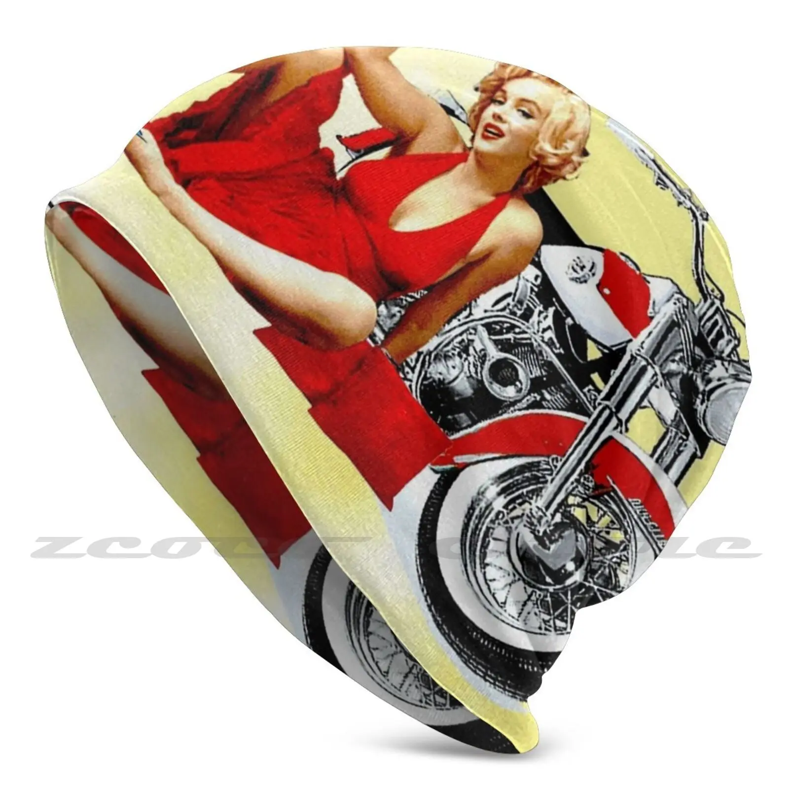 Marilyn Monroe : Motorcycle Print Personalized Pattern Knit Hats Plus Size Elastic Soft Cap Marilyn Marilyn Monroe Motorcycles