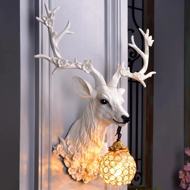 2021 New Nordic Resin  Deer Wall Lamp Decor Vanity Light LED Lights Decoration For Wall Bedroom  Attic Aisle Mirror Wall