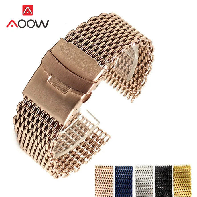 18mm 20mm 22mm 24mm Milanese Strap Stainless Steel Mesh Solid Metal Folding Buckle Men Replacement Band Bracelet Watch Accessori