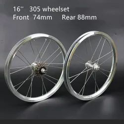 16 Inch 305 Bike Wheel Set External 5-speed V-brake Small Wheel Set Folding Bikes Bicycle Wheels Front 2 Rear 4 Bearing