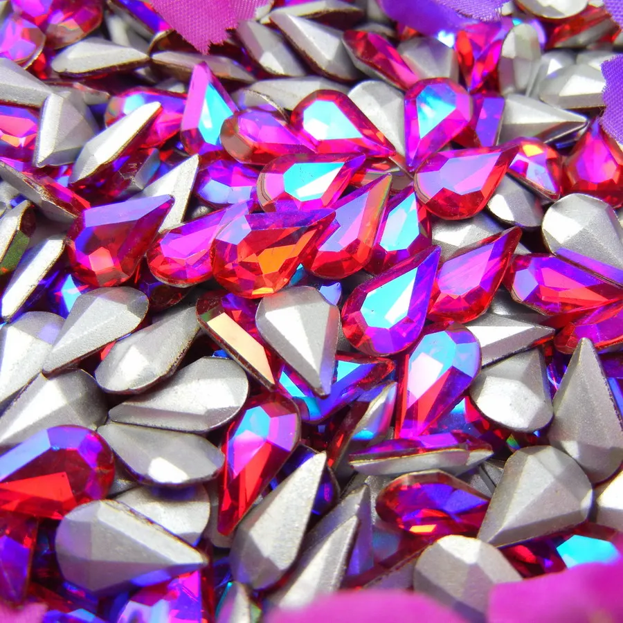 AB Farben 3*6mm 6*10mm 8*13mm Tropfenförmige Glas-Kristalle Strass zum Aufkleben Ornament DIY Verzierung – Detail 8